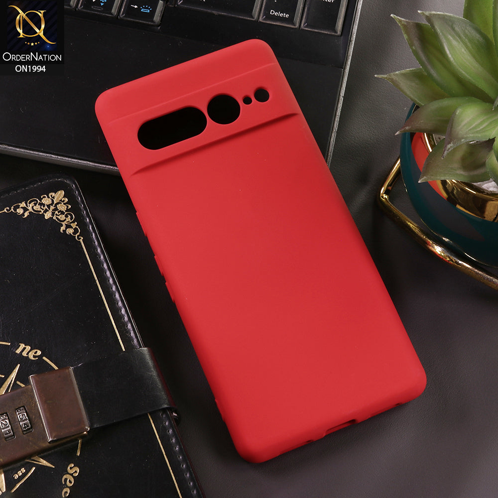 Google Pixel 7 Pro Cover - Red - New Matte Blue Silicone Case  Soft Touch Slim Back Cover