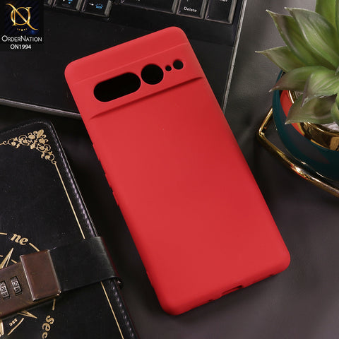 Google Pixel 7 Pro Cover - Red - New Matte Blue Silicone Case  Soft Touch Slim Back Cover