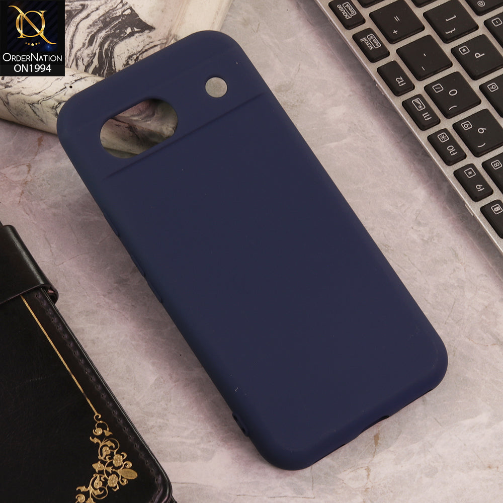 Google Pixel 8a  Cover  - Midnight Blue - New Matte Gray Silicone Case  Soft Touch Slim Back Cover