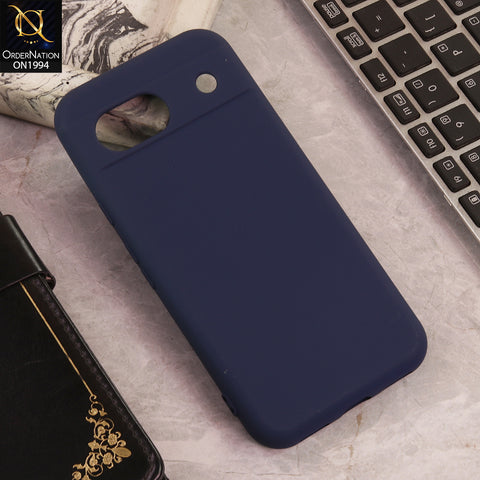 Google Pixel 8a  Cover  - Midnight Blue - New Matte Gray Silicone Case  Soft Touch Slim Back Cover