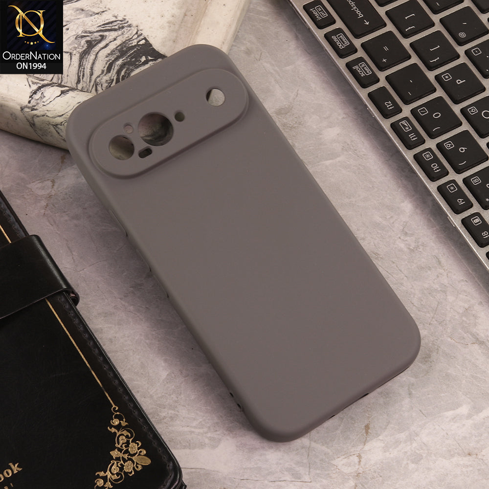 Google Pixel 9 Cover  - Gray - New Matte Gray Silicone Case  Soft Touch Slim Back Cover