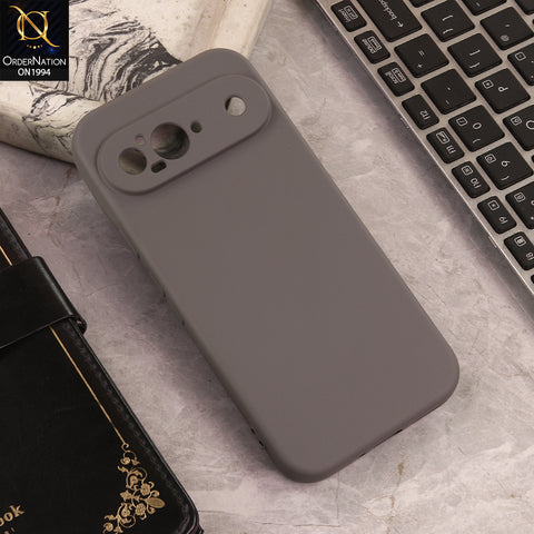 Google Pixel 9 Cover  - Gray - New Matte Gray Silicone Case  Soft Touch Slim Back Cover
