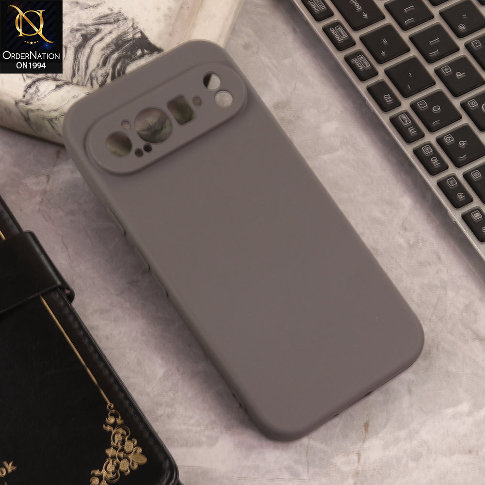 Google Pixel 9 Pro  Cover  - Gray - New Matte Gray Silicone Case  Soft Touch Slim Back Cover