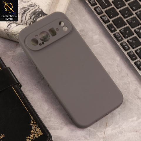 Google Pixel 9 Pro  Cover  - Gray - New Matte Gray Silicone Case  Soft Touch Slim Back Cover