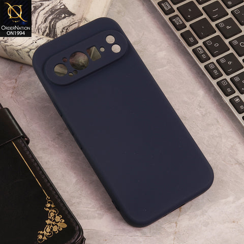 Google Pixel 9 Pro  Cover  - Midnight Blue - New Matte Gray Silicone Case  Soft Touch Slim Back Cover