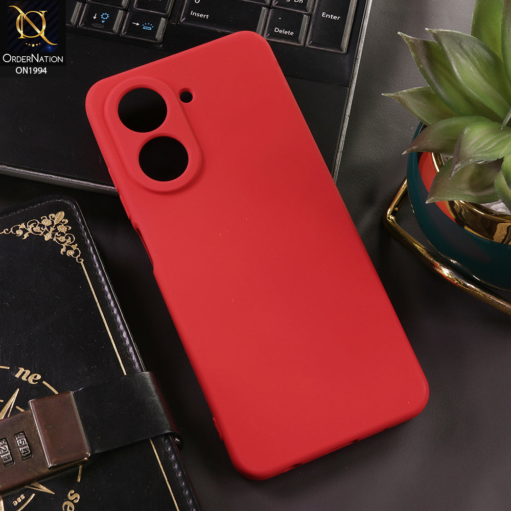 Xiaomi Poco C71 4G Cover - Red - New Matte Red Silicone Case  Soft Touch Slim Back Cover