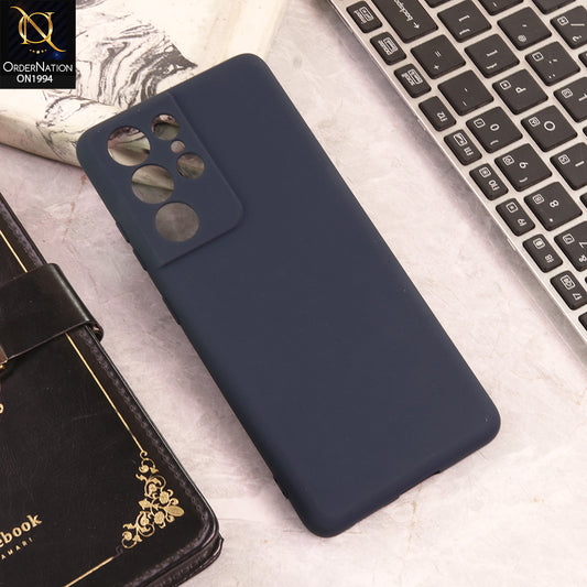 Samsung Galaxy S21 Ultra 5G  Cover  - Midnight Blue - New Matte Gray Silicone Case  Soft Touch Slim Back Cover