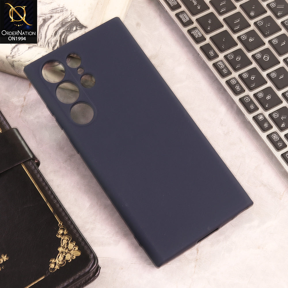 Samsung Galaxy S23 Ultra 5G  Cover  - Midnight Blue - New Matte Gray Silicone Case  Soft Touch Slim Back Cover