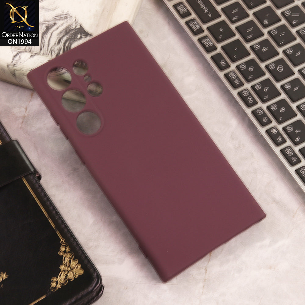 Samsung Galaxy S24 Ultra  Cover  - Dark Maroon - New Matte Gray Silicone Case  Soft Touch Slim Back Cover