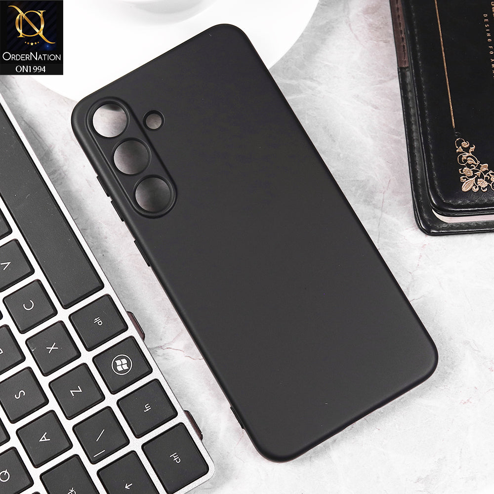 Samsung Galaxy S25 Plus Cover - Black -  Matte Shockproof Sillica Gel Soft Case