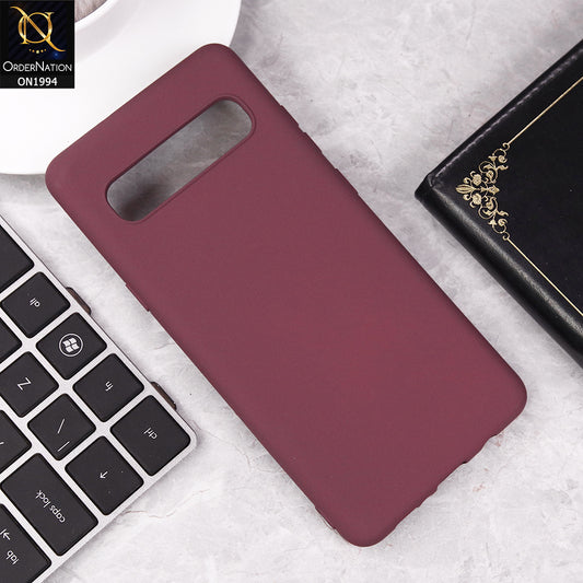 Samsung Galaxy S10 5G Cover - Maroon - Matte Shockproof Sillica Gel Soft Case