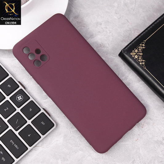 Samsung Galaxy A51 Cover - Maroon - Matte Shockproof Sillica Gel Soft Case
