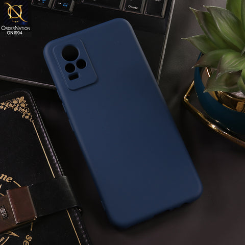 Vivo V21e Cover - Blue - New Matte Blue Silicone Case  Soft Touch Slim Back Cover