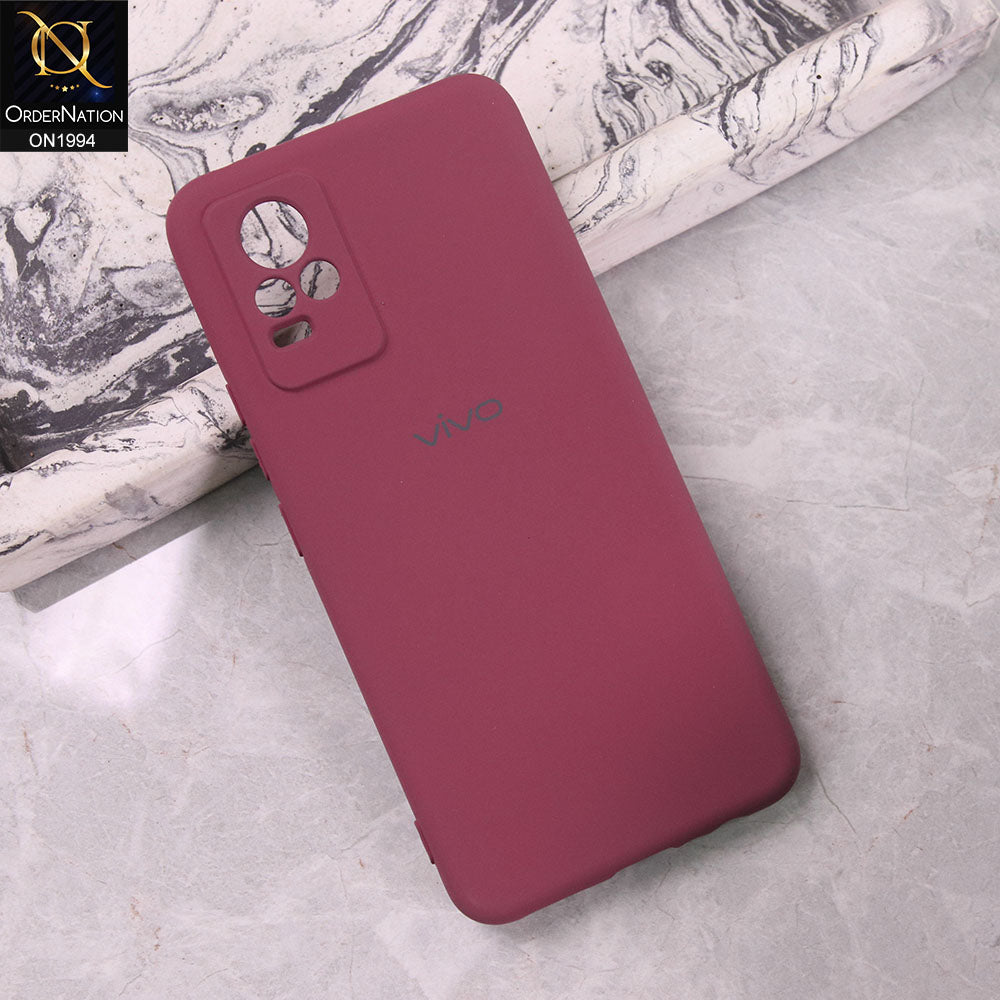 Vivo V21e Cover - Maroon - Matte Shockproof Sillica Gel Soft Case