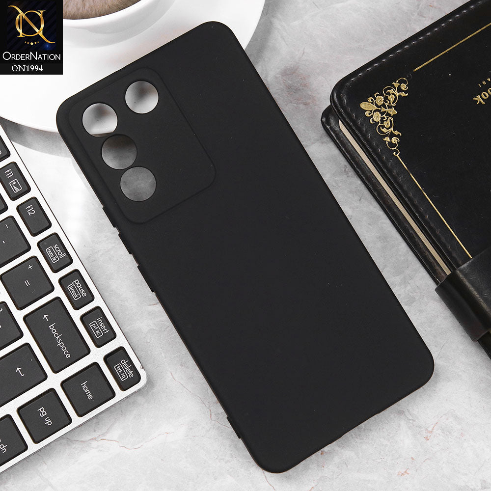 Vivo V27e Cover - Black - Matte Shockproof Sillica Gel Soft Case