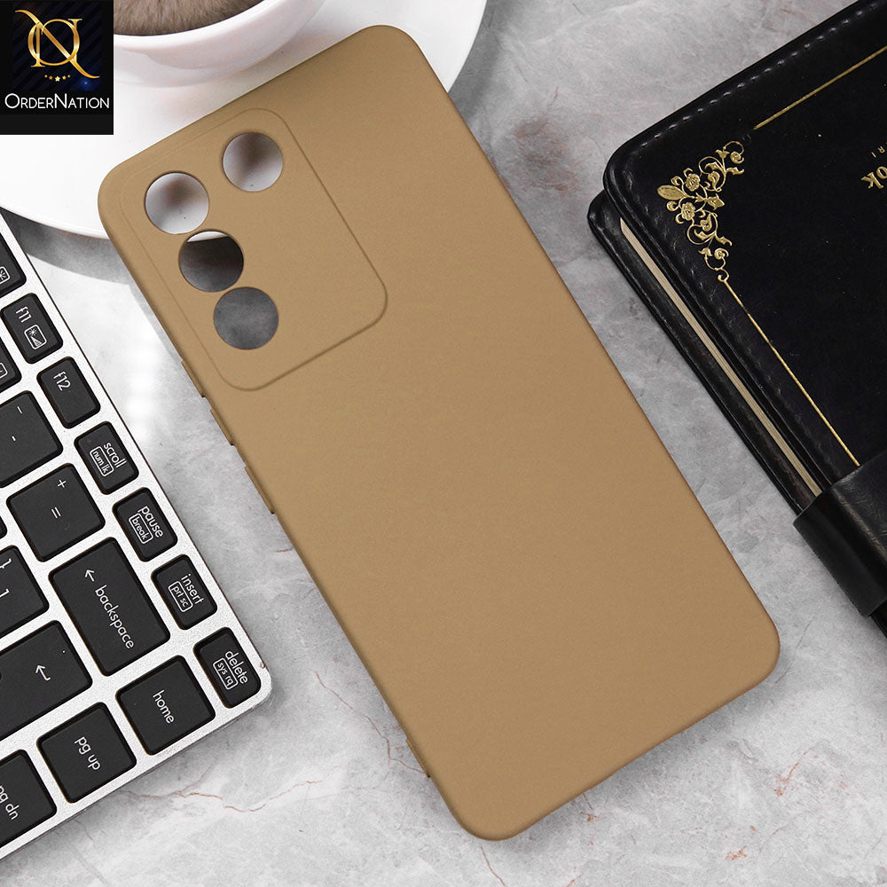 Vivo V27e Cover - Light Brown - Matte Shockproof Sillica Gel Soft Case