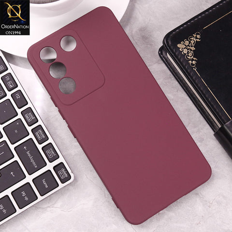 Vivo V27e Cover - Maroon - Matte Shockproof Sillica Gel Soft Case