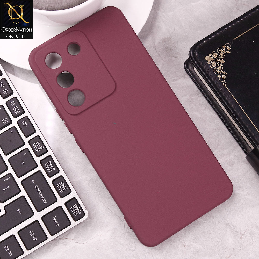 Vivo V29e Cover - Maroon - Matte Shockproof Sillica Gel Soft Case