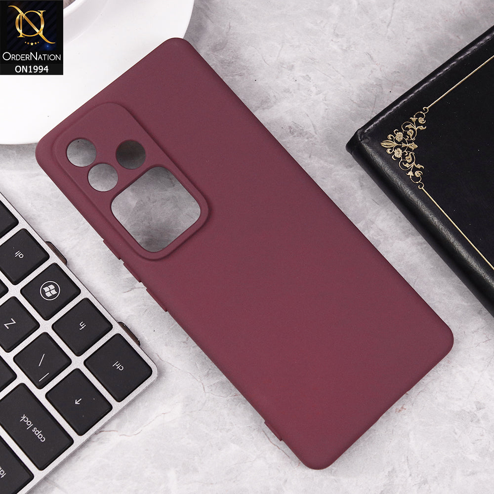 Vivo S18  Cover - Maroon - Matte Shockproof Sillica Gel Soft Case