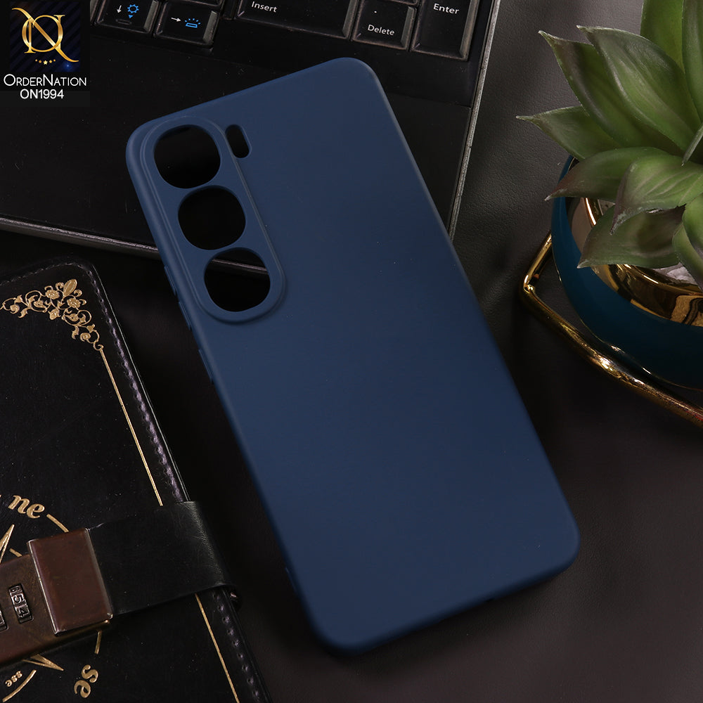 Vivo V30e Cover - Blue - New Matte Blue Silicone Case  Soft Touch Slim Back Cover