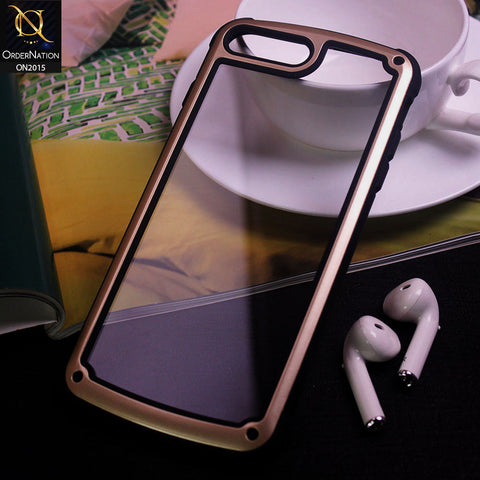 iPhone 8 Plus / 7 Plus Cover - Golden - Shockproof Hybrid Pc With Acrylic Back Shell Case