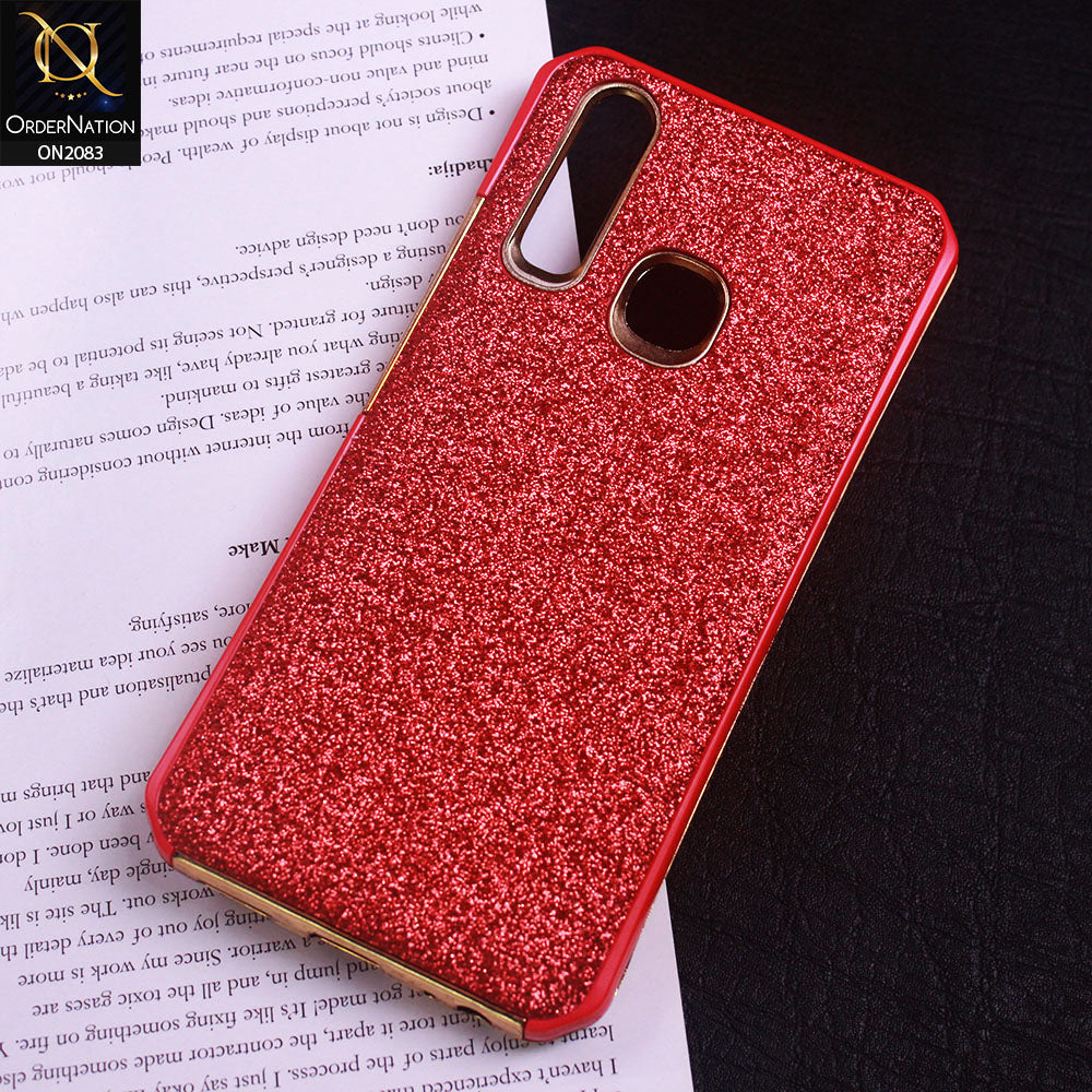 vivo Y11 (2019) Cover - Red - Bling Glitter Dual Hybrid Style Protective Case