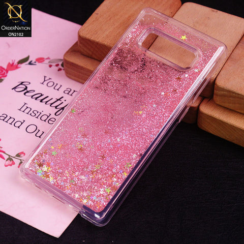 Samsung Galaxy Note 8 Cover - Light Pink - Cute Love Hearts Liquid Glitter Pc Back Case