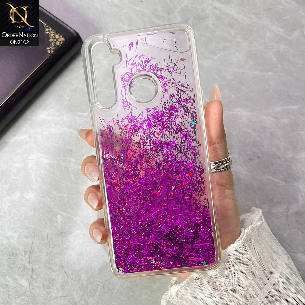 Realme C3 Cover - Magenta - Cute Love Hearts Liquid Glitter Pc Back Case