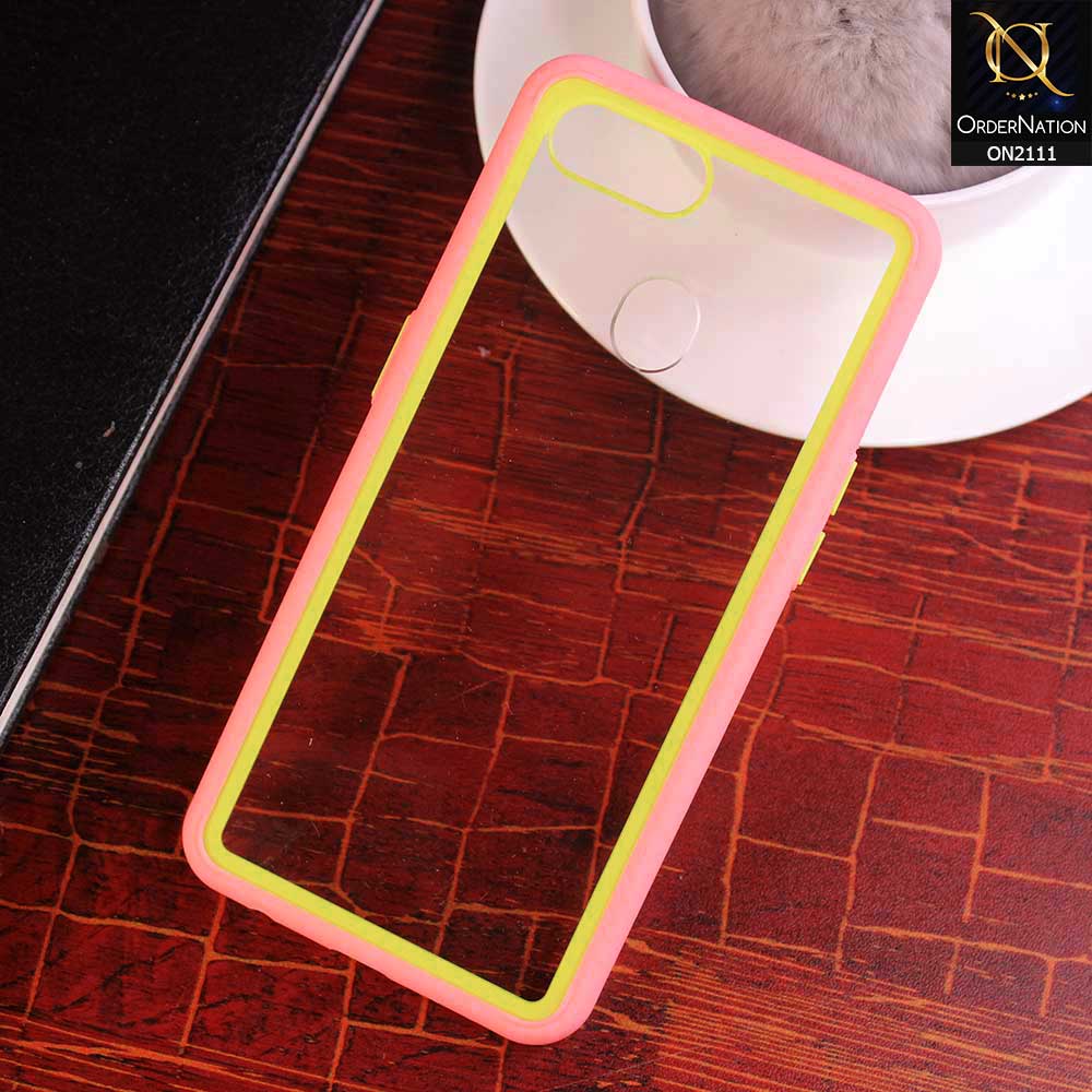 Oppo A12s Cover Pink & Yellow - New Duo Color Hard Silicon Clear Back Case