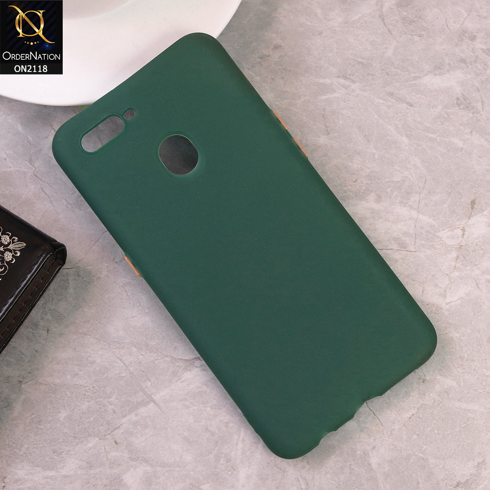 Oppo A5s Cover - Green - Semi-Transparent Ultra Thin Color Button Soft Shell Case