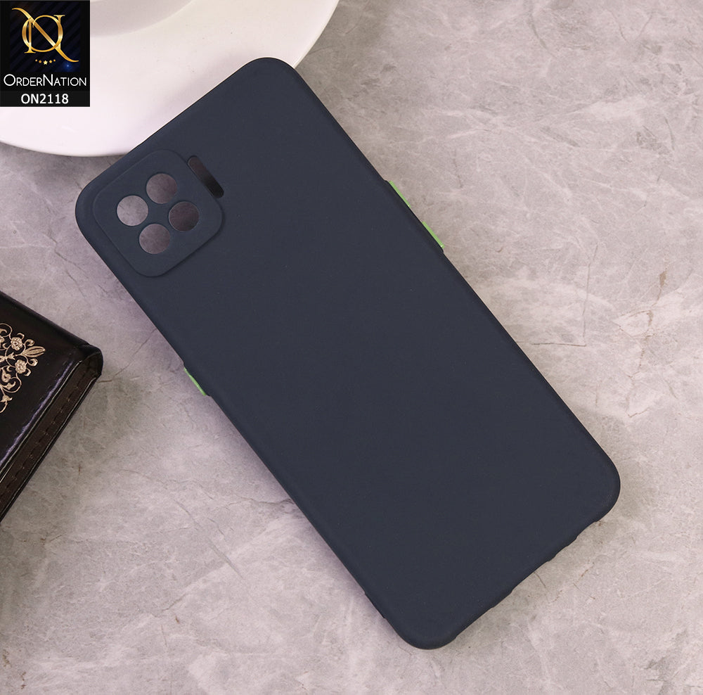 Oppo F17 Cover - Blue - Semi-Transparent Ultra Thin Color Button Soft Shell Case