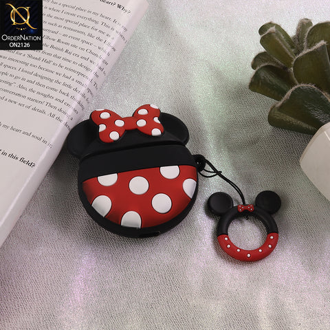 Apple Airpods 1 / 2 Cover  - Red  - Cute 3D Cartoon Earbud Case with Ring Strap