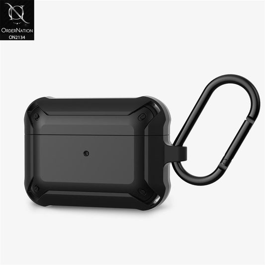 Apple Airpods Pro 2 Cover - Black -   Stylish Shockproof Carabiner Heavy Duty Case