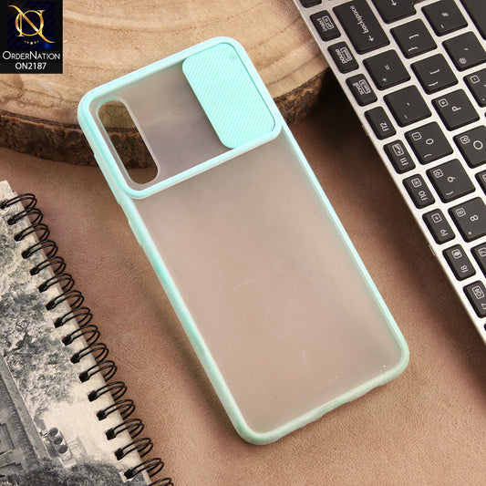 Samsung Galaxy A30s Cover  - Aqua - Translucent Matte Shockproof Camera Slide Protection Case