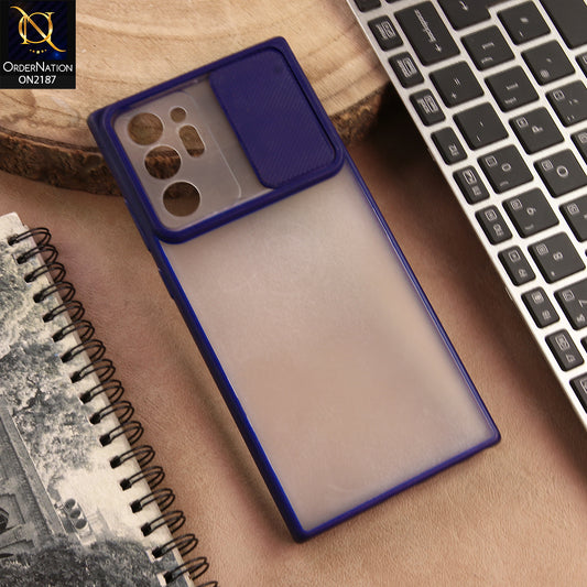 Samsung Galaxy Note 20 Ultra Cover  - Blue - Translucent Matte Shockproof Camera Slide Protection Case