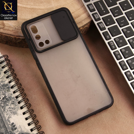 Vivo V19 Cover  - Black - Translucent Matte Shockproof Camera Slide Protection Case