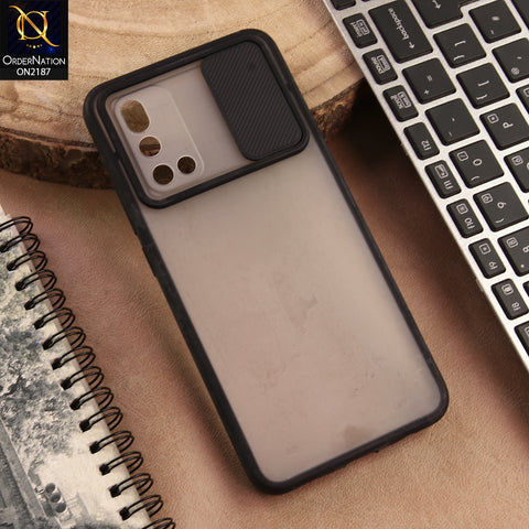 Vivo V19 Cover  - Black - Translucent Matte Shockproof Camera Slide Protection Case