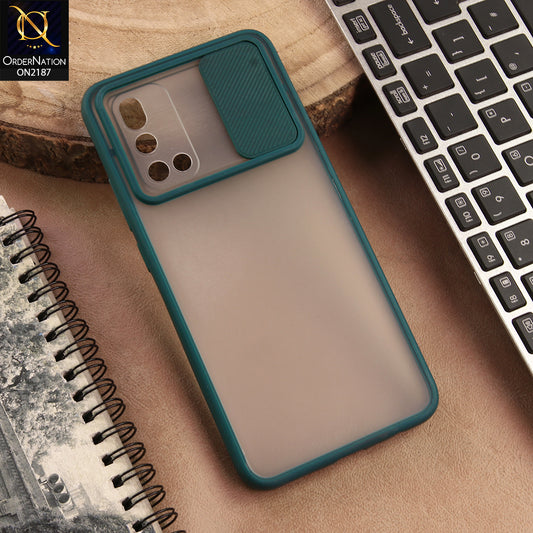 Vivo V19 Cover  - Dark Green - Translucent Matte Shockproof Camera Slide Protection Case