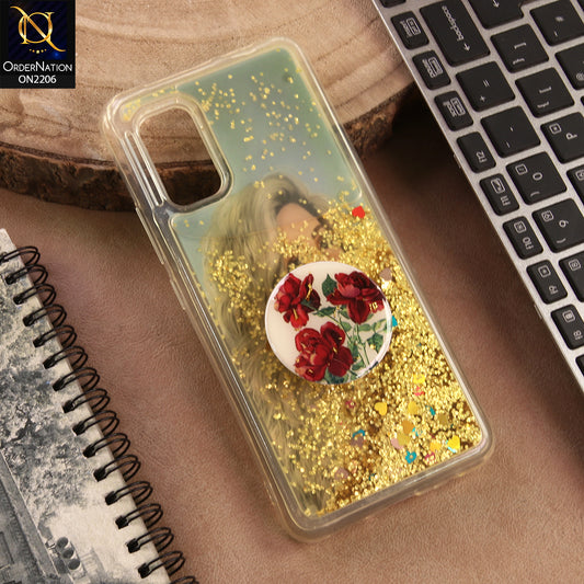 Vivo V19 Neo Cover  - Design 24 - New Elegant Liquid Glitter Soft Borders Case With  Holder