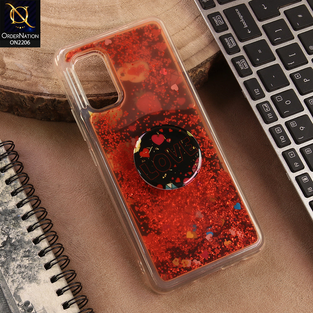 Vivo V19 Neo Cover  - Design 4 - New Elegant Liquid Glitter Soft Borders Case With  Holder