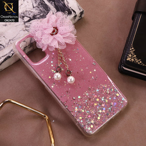 Oppo A52 Cover - Design 10 - (Bepair) Fancy Flower Bling Glitter Rinestone Soft Case - Glitter Does Not Move