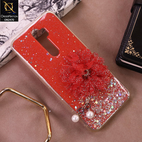 Oppo A5 2020 Cover - Design 7 - (Bepair) Fancy Flower Bling Glitter Rinestone Soft Case - Glitter Does Not Move