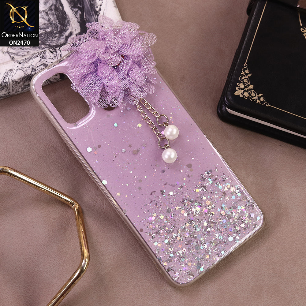 Tecno Camon 15 Cover - Design 2 - (Bepair) Fancy Flower Bling Glitter Rinestone Soft Case - Glitter Does Not Move