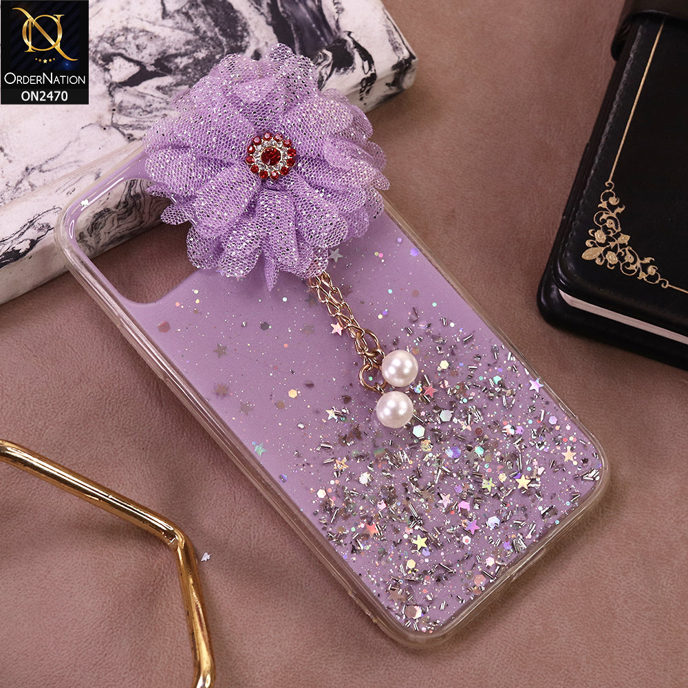 iPhone 11 Pro Cover - Design 2 - (Bepair) Fancy Flower Bling Glitter Rinestone Soft Case - Glitter Does Not Move