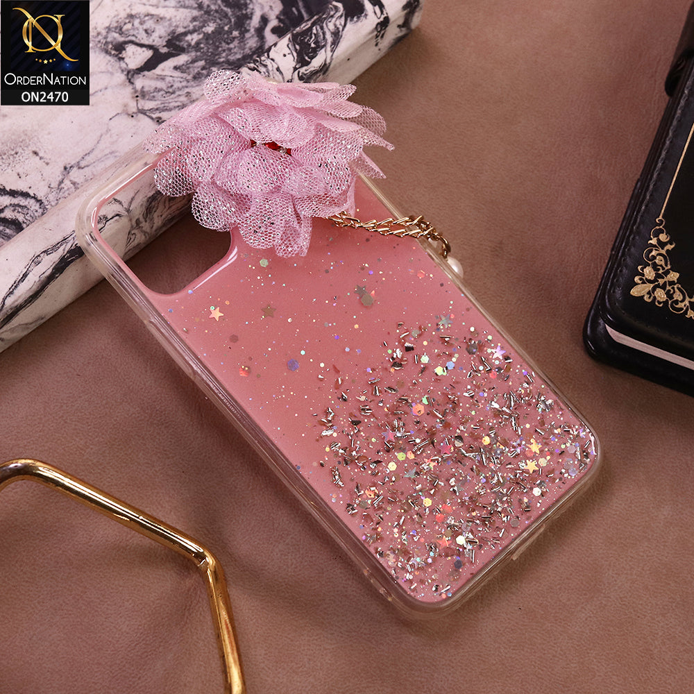 iPhone 11 Pro Cover - Design 3 - (Bepair) Fancy Flower Bling Glitter Rinestone Soft Case - Glitter Does Not Move