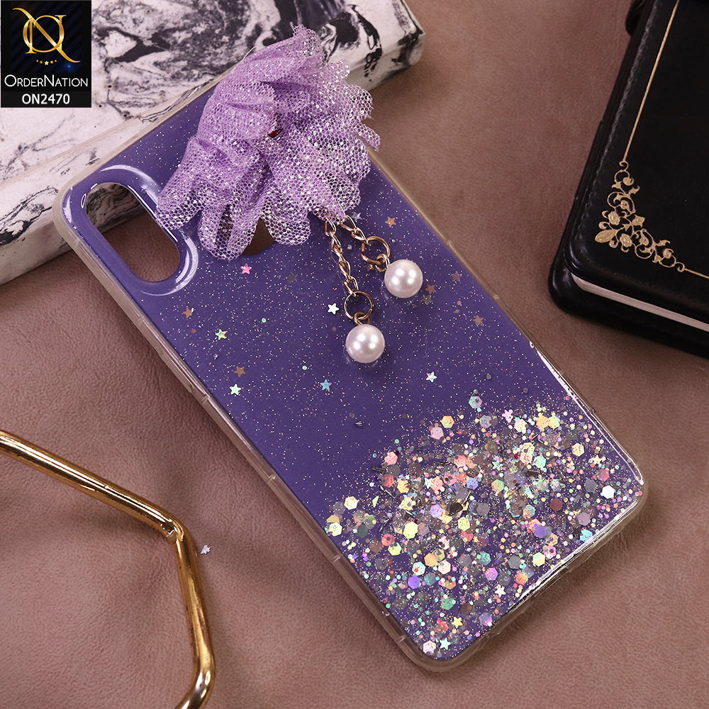 Samsung Galaxy A10s Cover - Design 8 - (Bepair) Fancy Flower Bling Glitter Rinestone Soft Case - Glitter Does Not Move