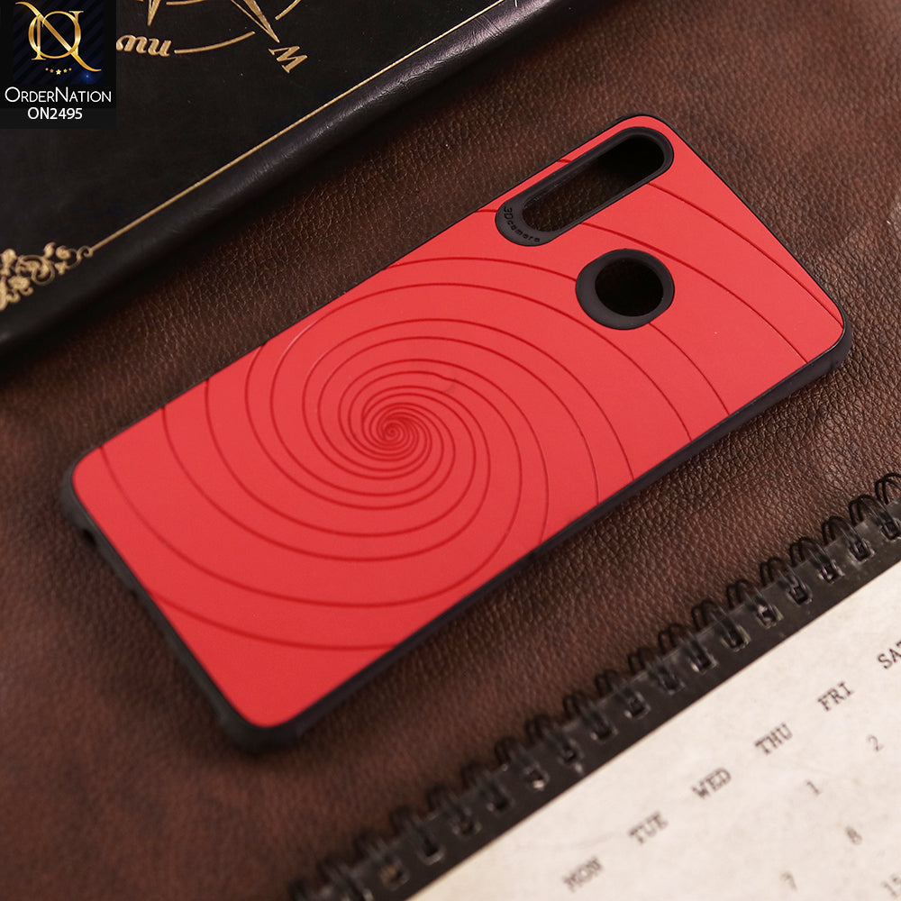 Tecno Camon 12 Air Cover  - Red - New Stylish Spiral Ring Leather Texture Soft Case