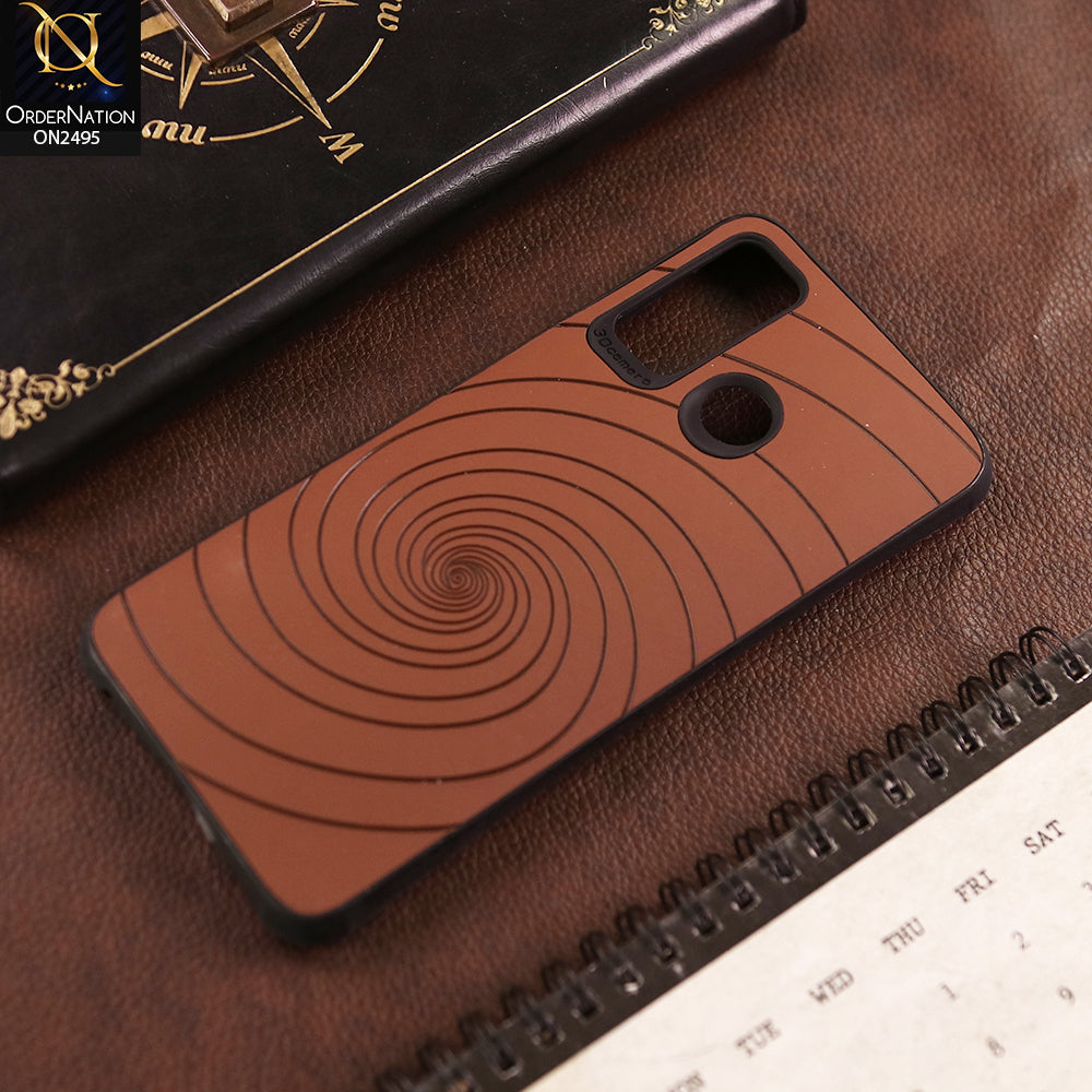 Tecno Camon 15 Cover  - Brown - New Stylish Spiral Ring Leather Texture Soft Case
