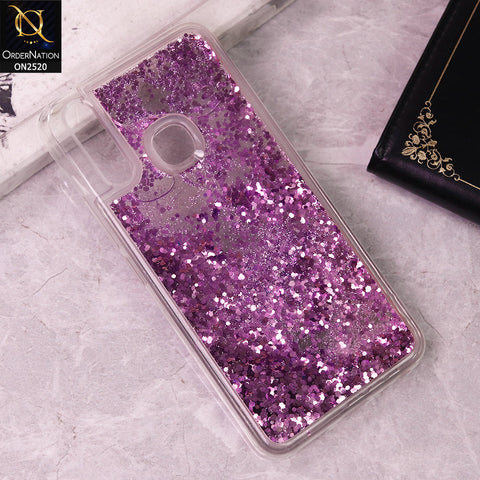Vivo Y15 Cover - Purple - New Fashion Style Liquid Water Glitter Case