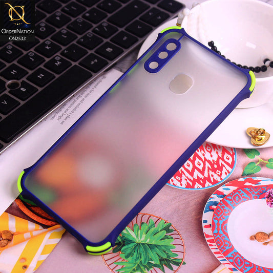 Samsung Galaxy M10s Cover - Blue - Semi Transparent Matte Shockproof Camera Ring Protection Case